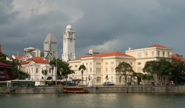 Colonial Singapore. View of the Arts House and Asian History Museum