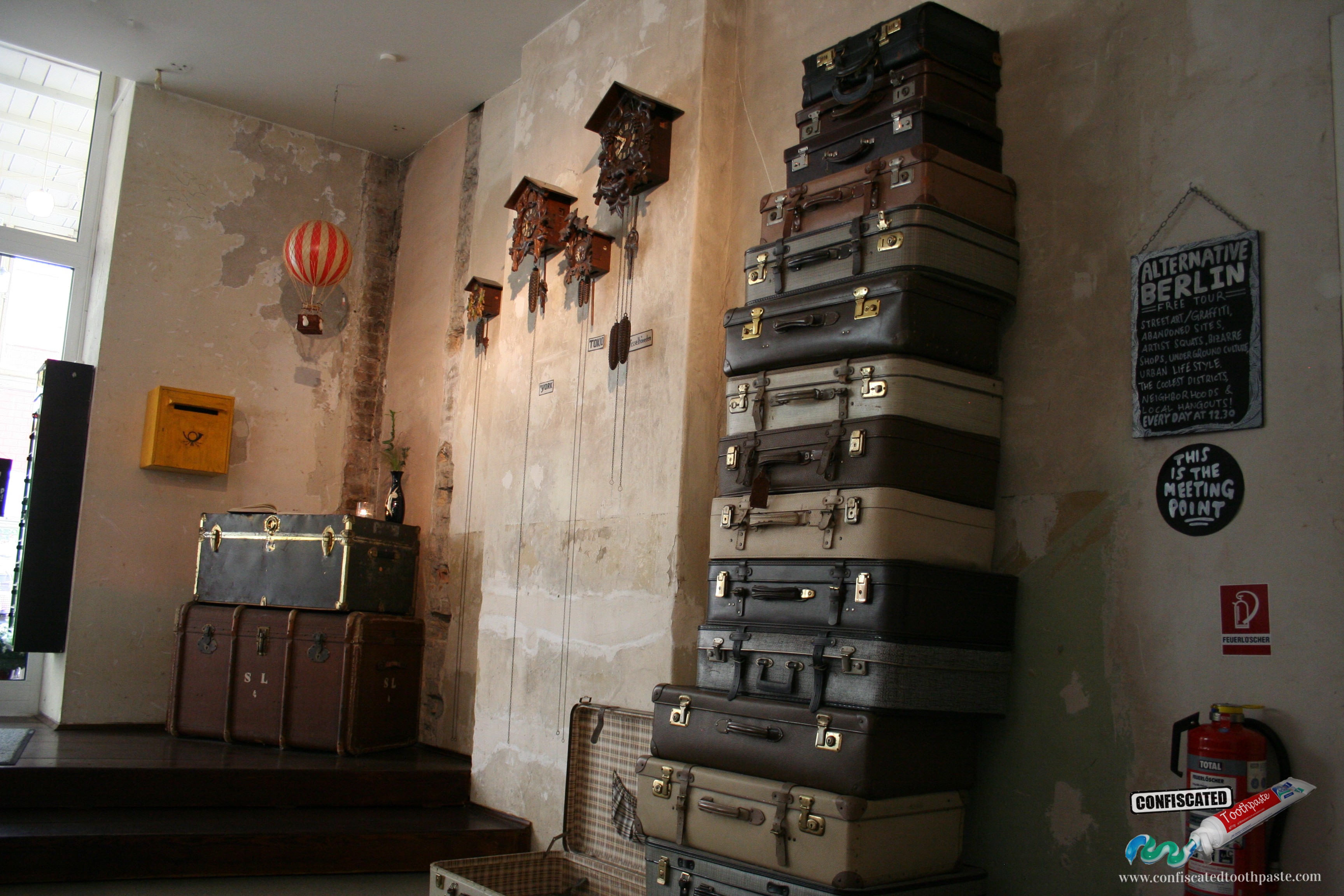 Part of the wonderful lobby of the Michelberger Hotel, Berlin