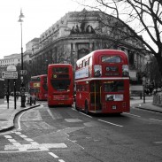 London Buses on Fleet Street, England, UK