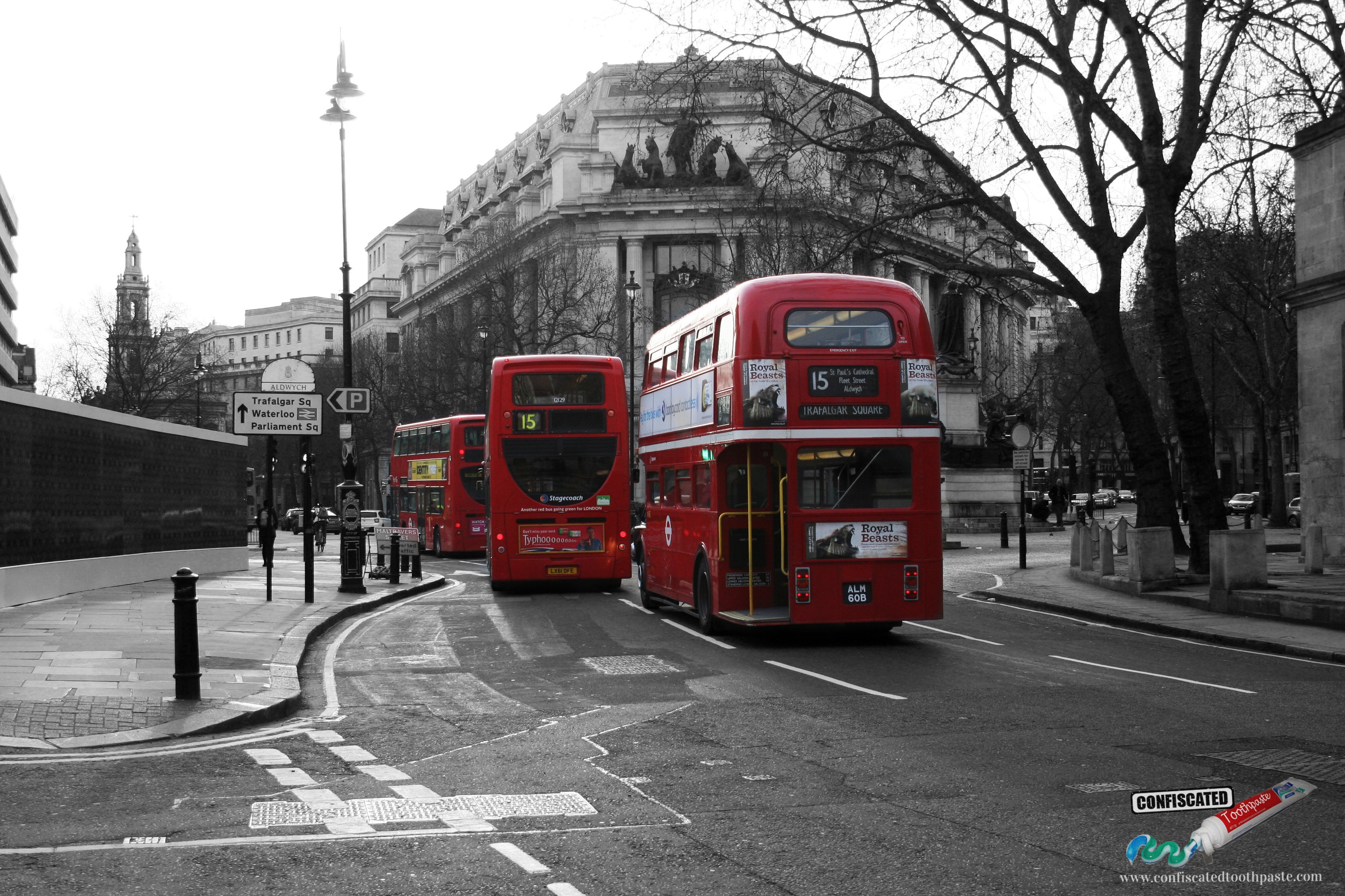 London Buses on Fleet Street, England, UK