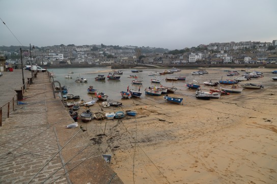 Waiting for the rise of the tide in St Ives.