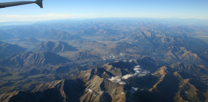 Flying over New Zealand's South Island