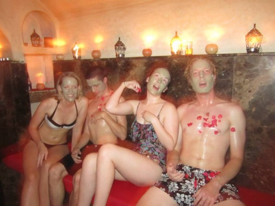 Don't let this idyllic scene fool you- this is a westernised Hammam in Marrakesh, for tourists. The real thing is a far more masochistic experience.