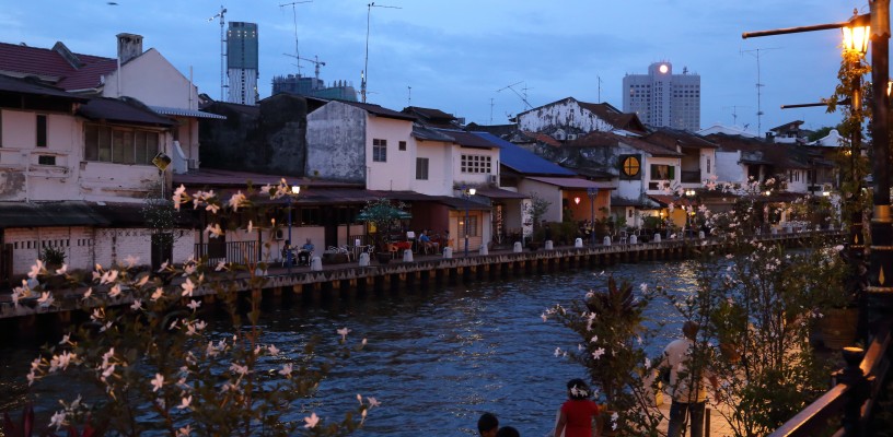The romance of Malacca. The River Klang at night.