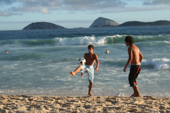 Football- a religion in Brazil. Leblon Beach, Rio de Janeiro