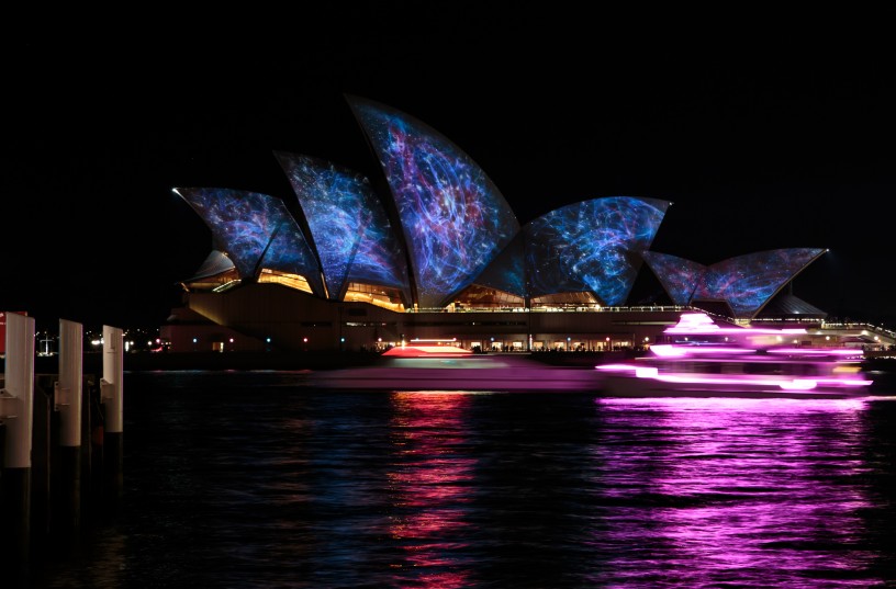 Sydney Opera House with Universe Projection during Vivid Festival 2014