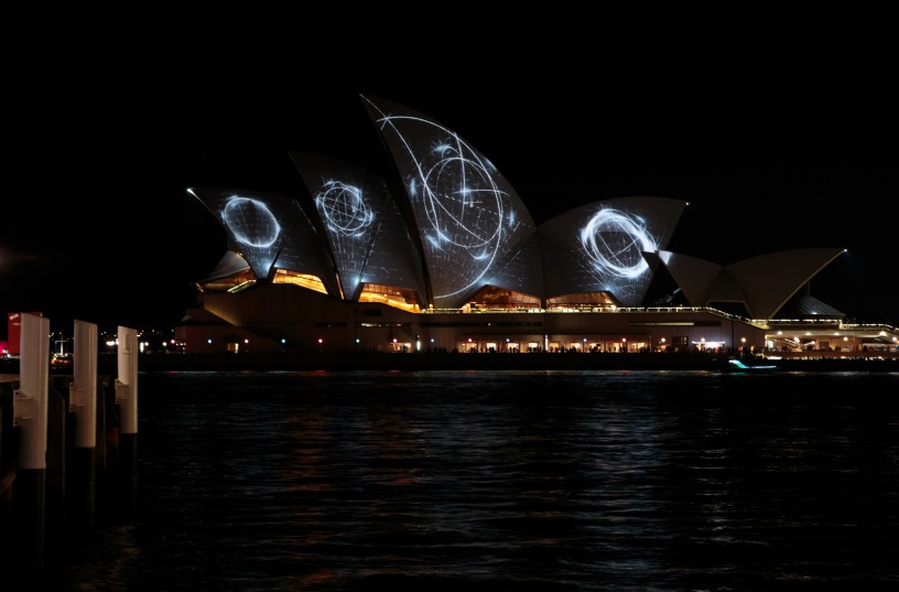 Sydney Opera House with Circles Projection during Vivid Festival 2014