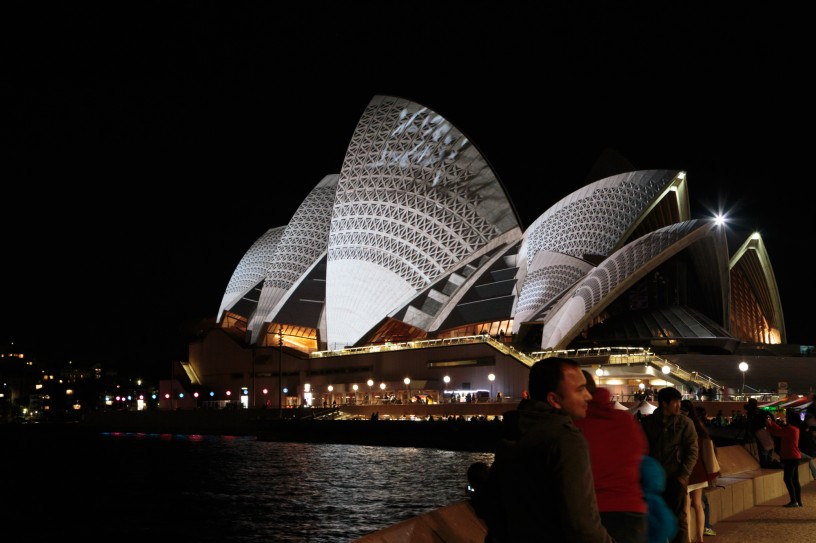 Sydney Opera House with Falling Tiles Projection during Vivid Festival 2014