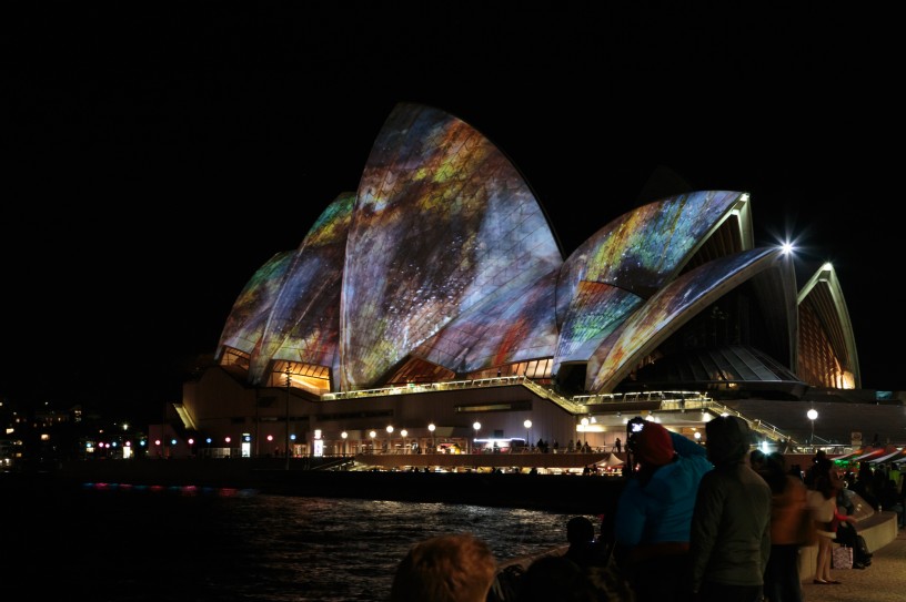 Sydney Opera House with Multicolour Burst Projection during Vivid Festival 2014