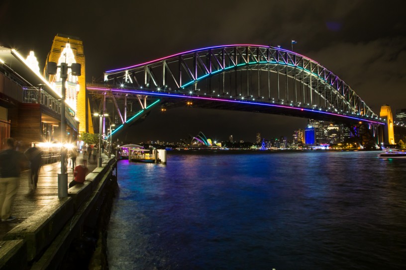 Sydney Harbour Bridge in Rainbow, Vivid Festival 2014