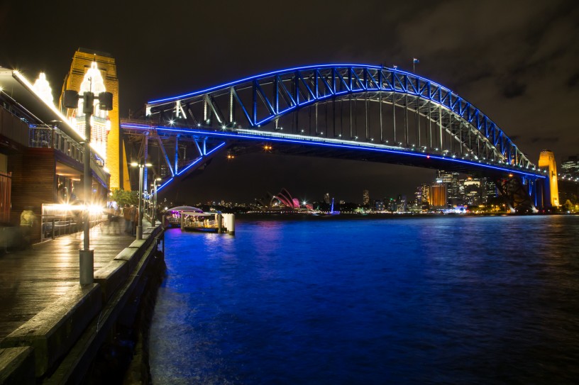 Sydney Harbour Bridge in Blue, Vivid Festival 2014