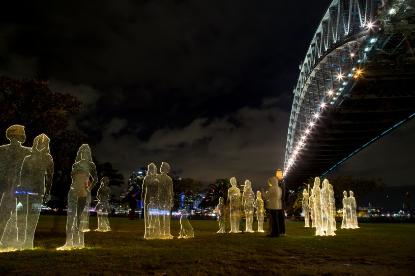 Sydney Harbour Bridge with Vivid Festival 2014 Art Installation