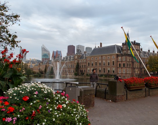 Hanging at the Binnenhof on Lake Hofvijver, The Hague. The Netherlands government sits in these buildings.