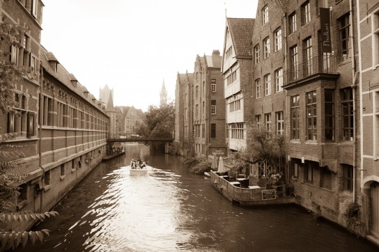 Canal scene in gloomy weather