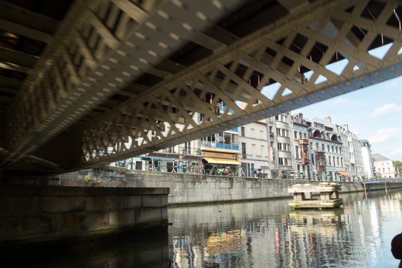 Passing Under Bridge in Ghent, Belgium