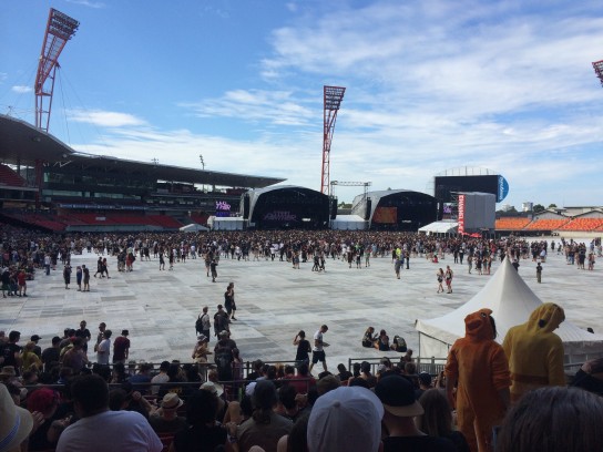 Steel Panther playing in the main arena