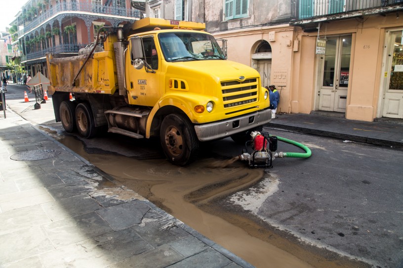 Road Crew and yellow truck in New Orleans, Louisiana, USA