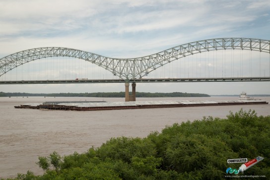 Huge barge coming down the river